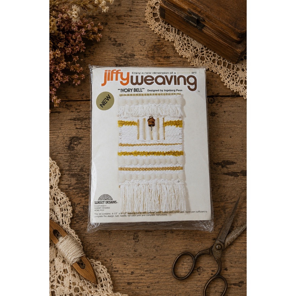 Vintage 1977 Jiffy Weaving Bell Craft Kit NOS Sealed Sunset Designs Wall Hanging